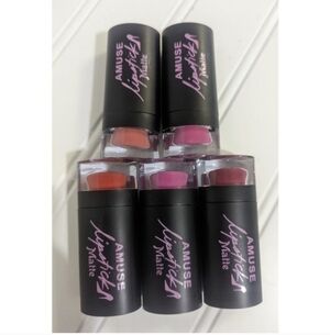 A Muse Matte Lipstick Shades of Pink Red Set of 5 New Sealed Coral
